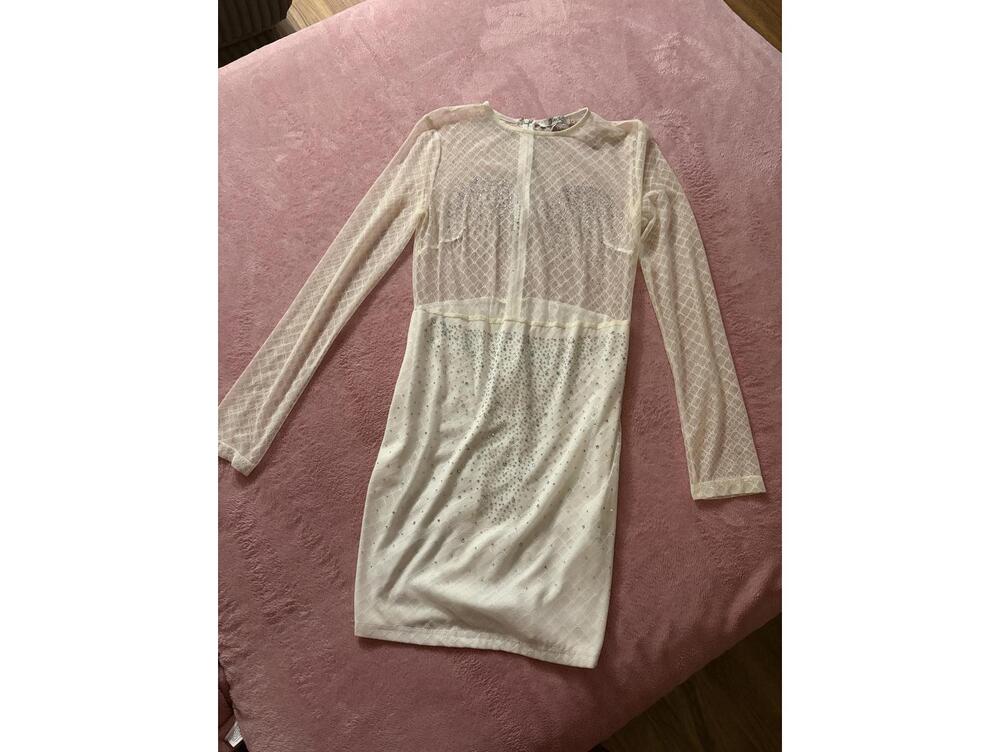 JouR Sheer Long Sleeve Dress with Rhinestone Details Size L